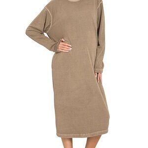 Cozy Tan Long Sleeve Women's Dress